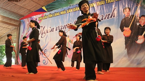 Wonderful village festival dance in Vietnam countryside