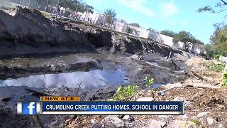 Clearwater creek erosion putting homes and school in danger