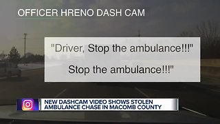 Police dashcam footage shows officers pursuing ambulance stolen by psychiatric patient