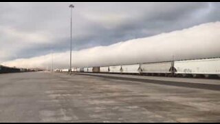 Clouds pass over a train in quite the natural spectacle