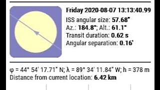 ISS transits the sun 8-7-20