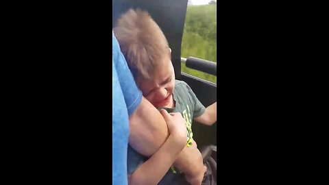 Sweet kid fears for his life during rollercoaster ride