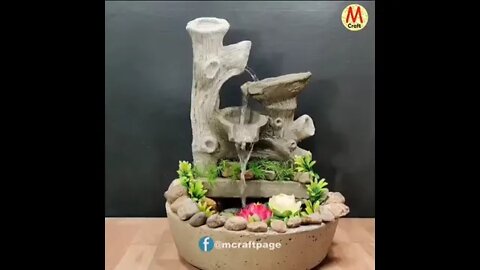 Making cemented waterfall fountain step by step at home😎