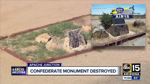 Phoenix Confederate monument defaced with paint; Apache Junction area monument damaged