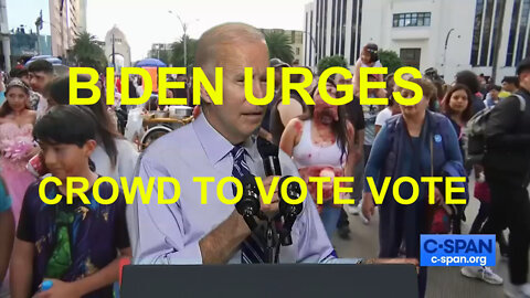 Biden urges crowd to Vote Vote