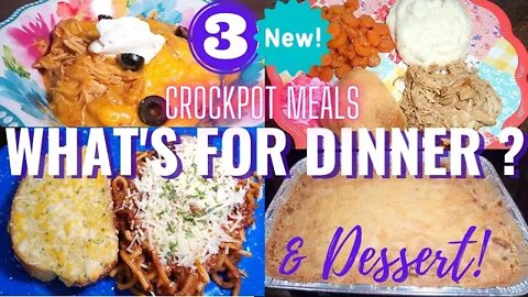 WHAT'S FOR DINNER | 3 NEW CROCKPOT RECIPES & DESSERT | MISSISSPPI CHICKEN | CARAMEL APPLE DUMP CAKE