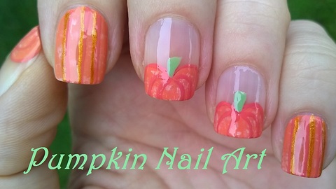 Pumpkin nail art design for fall