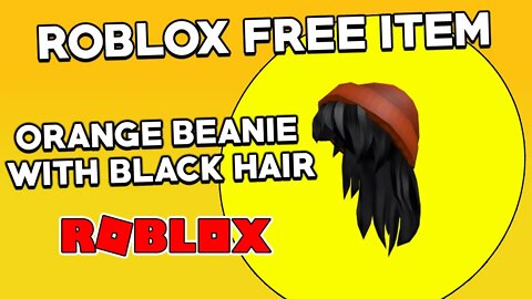 (Roblox Free Item) Orange Beanie with Black Hair
