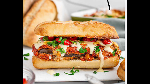 Eggplant Parmesan sandwiches & homemade marinara sauce