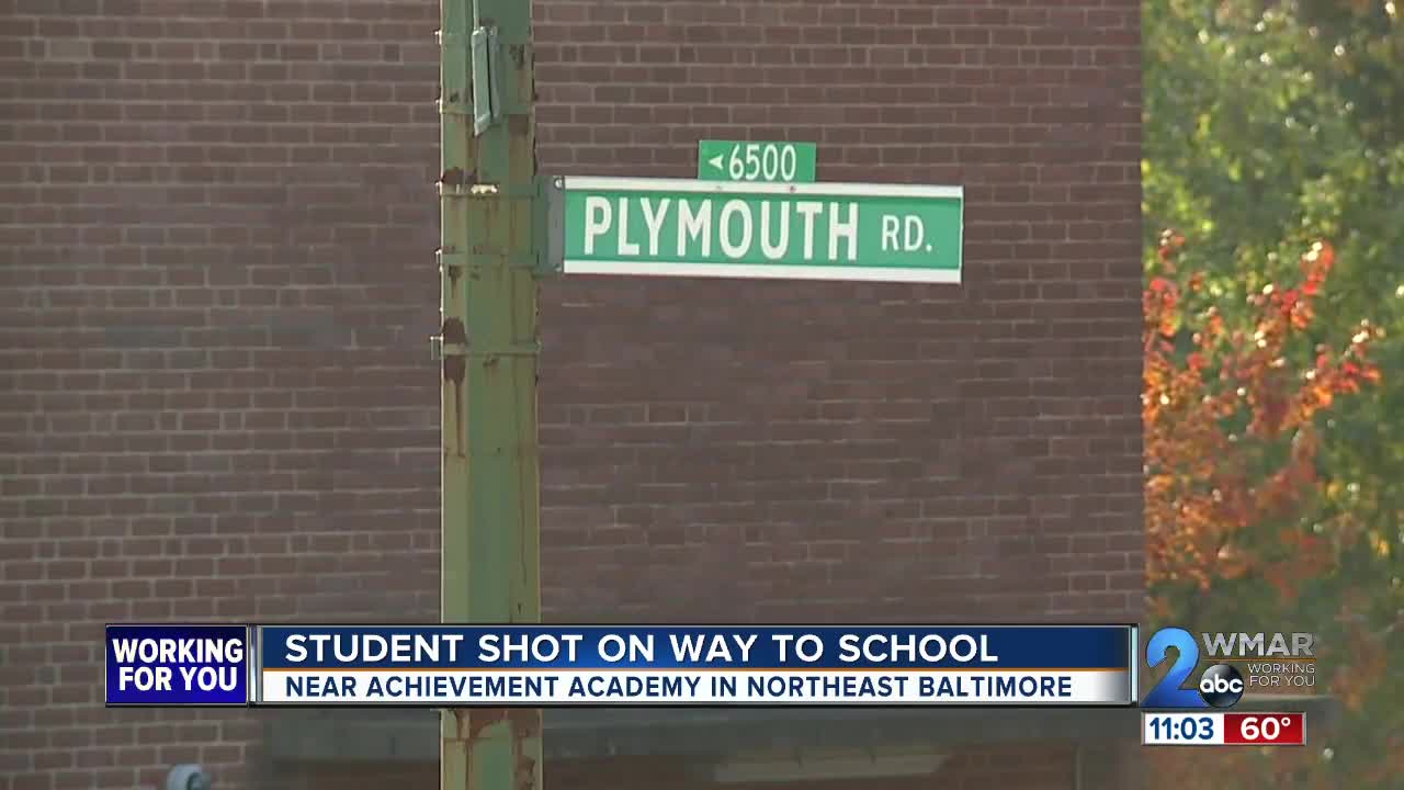 Student shot on way to school in Northeast Baltimore