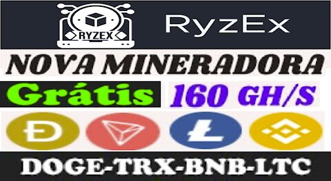 【RyzEx Mining】Ganhe no registro $4 (160 Gh/s) grátis | 4 tipos de CriptoMoedas | #CryptoCurrency