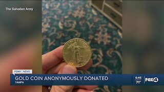 Gold coin anonymously donated