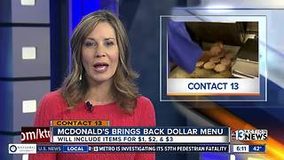 McDonald's bringing back dollar menu