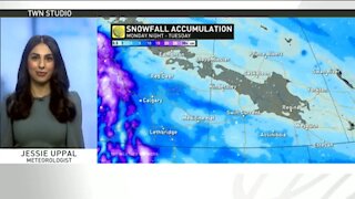 Band of heavy snow to follow warm, damaging winds in Alberta