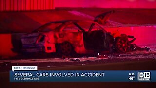 Several cars involved in fiery crash near I-17 & Glendale