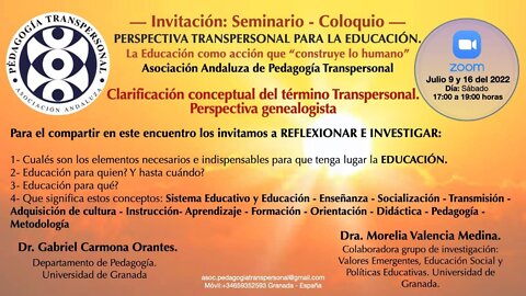 09/07/2022: Seminario coloquio de la Asociación de Pedagogía Transpersonal