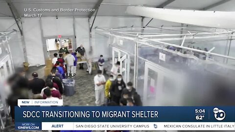 Convention center transitioning to migrant shelter