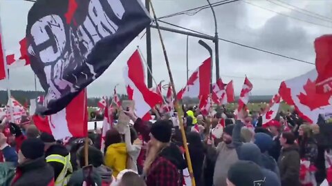 PEACEFUL CANADIAN PROTEST (YES THATS A HOCKEY STICK)