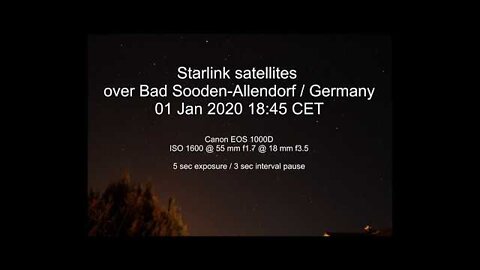 2020-01-01 Starlink Sattelites captured over Bad Sooden Allendorf / Germany