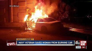 Navy veteran rescues woman after fiery crash in Tampa