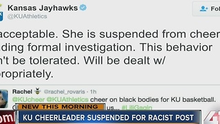 KU cheerleader suspended for racist post
