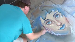 Colorful works of art on display at Appleton's Chalk Walk on College Avenue