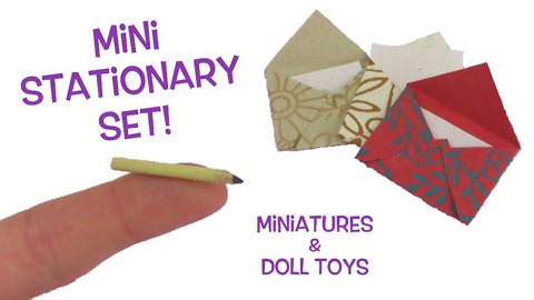 DIY miniature envelopes, note cards, and pencil stationary set for American Girl Dolls