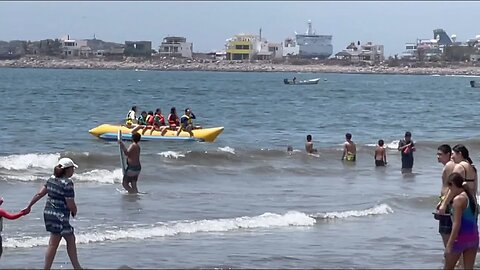 Banana boat ride at Stone Island beach, Mazatlan, Mexico.