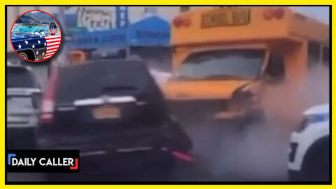 SHOCKING! Wild Video Shows STOLEN School Bus PLOWING Through Cars In Brooklyn!