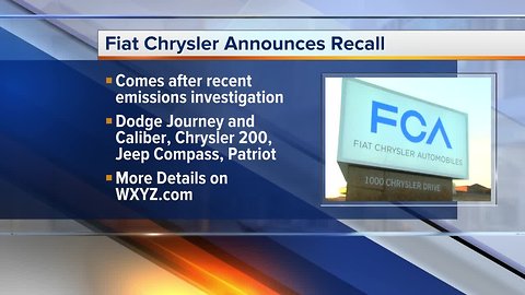Fiat Chrysler announced recall of vehicles