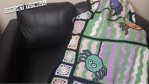 Crochet 3- Spider Child's Afghan Tutorial (Watch Video for GIVEAWAY Details) Bobble Spiderweb Ripple
