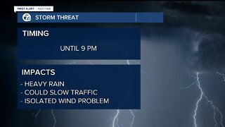 Evening rain and storm chance