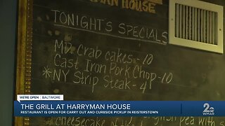 The Grill at Harryman House, restaurant is open for carry out and curbside pickup in Reisterstown