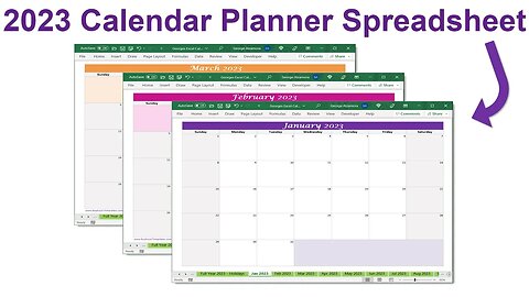 📅2023 Calendar Template | Printable Planner | Monthly and Yearly | Excel Spreadsheet