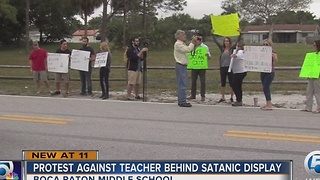 Protests help for and against teacher responsible for Boca Raton Satanic display