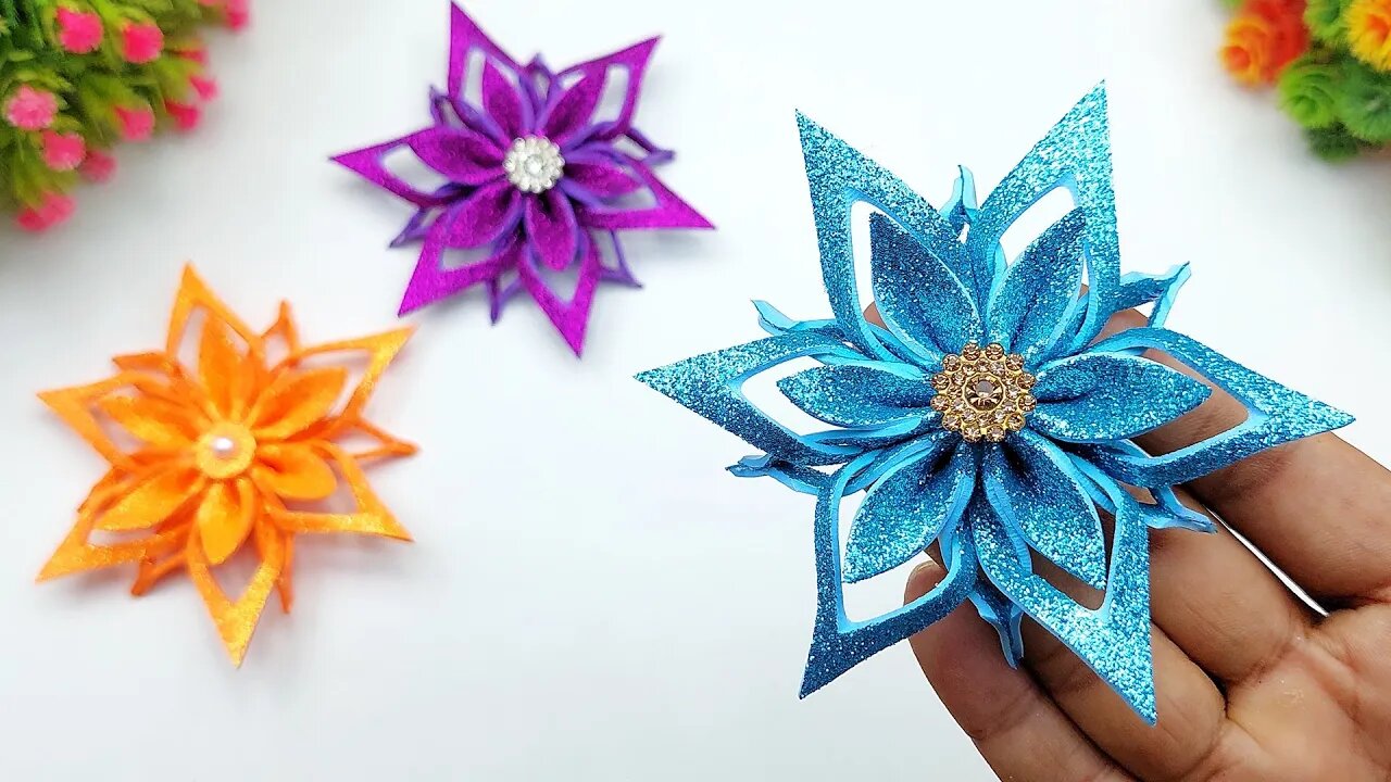 DIY: How to Make Beautiful Flowers, Easy Glitter Foam Flower Making