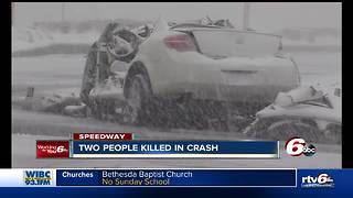 Two people killed, one person seriously injured in two-vehicle crash in Speedway