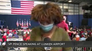 Vice President Mike Pence arrives at Lunken