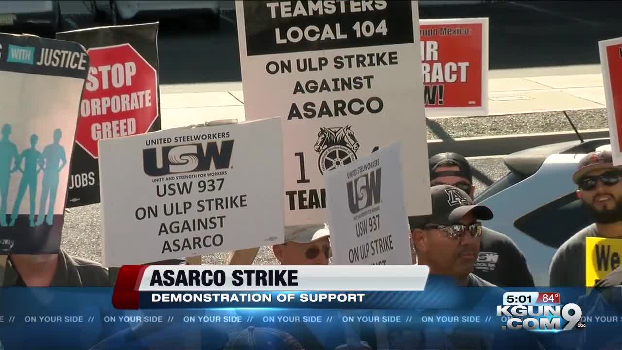 ASARCO workers picket at company headquarters as strike enters 6th week