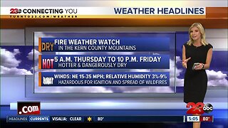 A Fire Weather Watch will impact the mountains later this week