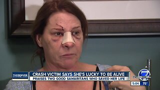 Crash victim says she's lucky to be alive