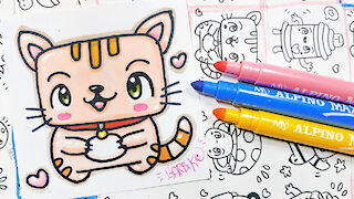 how to Draw Kawaii Cat - Handmade drawings by Garbi KW