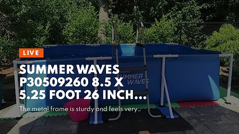 Summer Waves P30509260 8.5 x 5.25 Foot 26 Inch Deep Rectangular Small Metal Frame Above Ground...