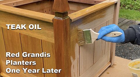 Red Grandis Planter Box One Year Later - Refinish Outdoor Furniture