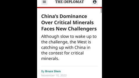 China controls the worlds access to minerals needed for batteries…