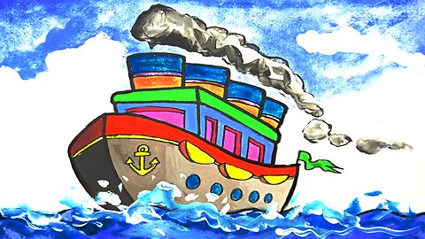 How To Draw A Ship Step By Step Drawing, Painting, Coloring For Kids & Toddlers