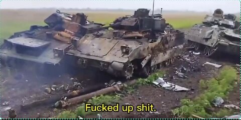Kamikadze Russian tank attacked and destroyed by him self column of 2 tanks and 8 armored cars