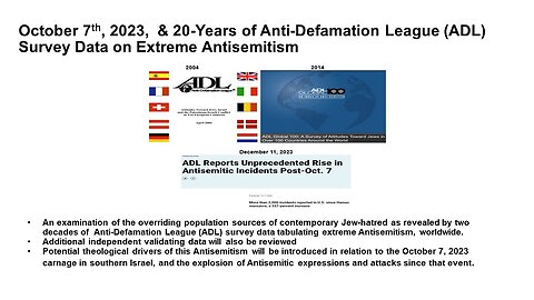 “Oct 7th, 2023, & 20-Years of ADL Survey Data on Extreme Antisemitism”—Dr. Andrew Bostom