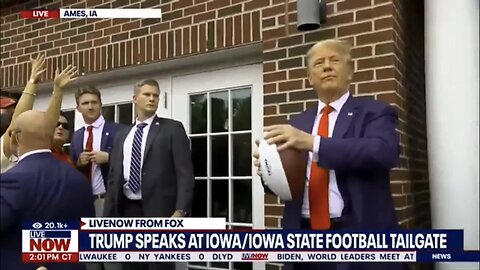 President Trump tailgates at Iowa/Iowa State football game W/ crowd