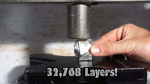 Folding Aluminum Foil with Hydraulic Press (32,768 Layers)